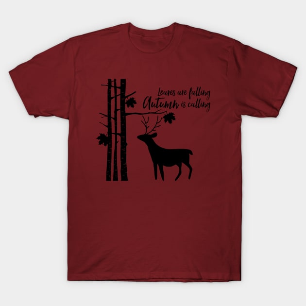 Leaves Are Falling Deer T-Shirt by chrissyloo